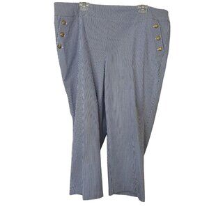 Counterparts NWT Womens Blue & White Striped Mid Rise Crop Pant Size 3X Coastal